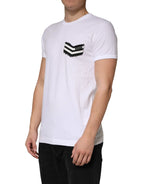 Dolce & Gabbana White Stripes Cotton Crew Neck Tee T-shirt - Zeiniez