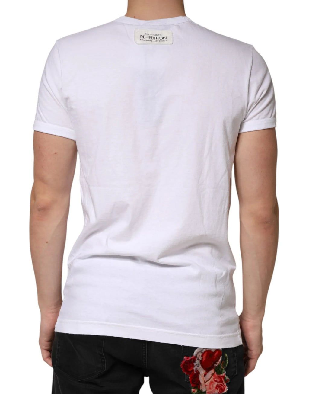 Dolce & Gabbana White Stripes Cotton Crew Neck Tee T-shirt - Zeiniez
