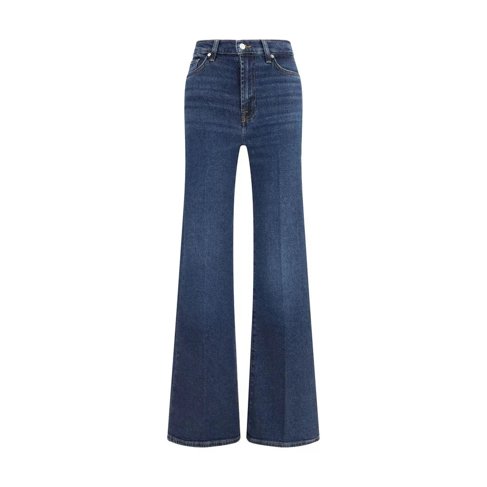 7FOR Blue Cotton Flared Jeans - Zeiniez