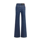 7FOR Blue Cotton Flared Jeans - Zeiniez