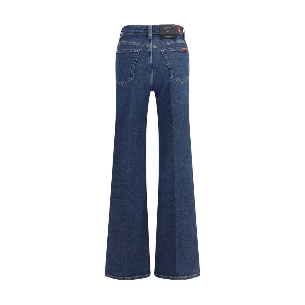 7FOR Blue Cotton Flared Jeans - Zeiniez