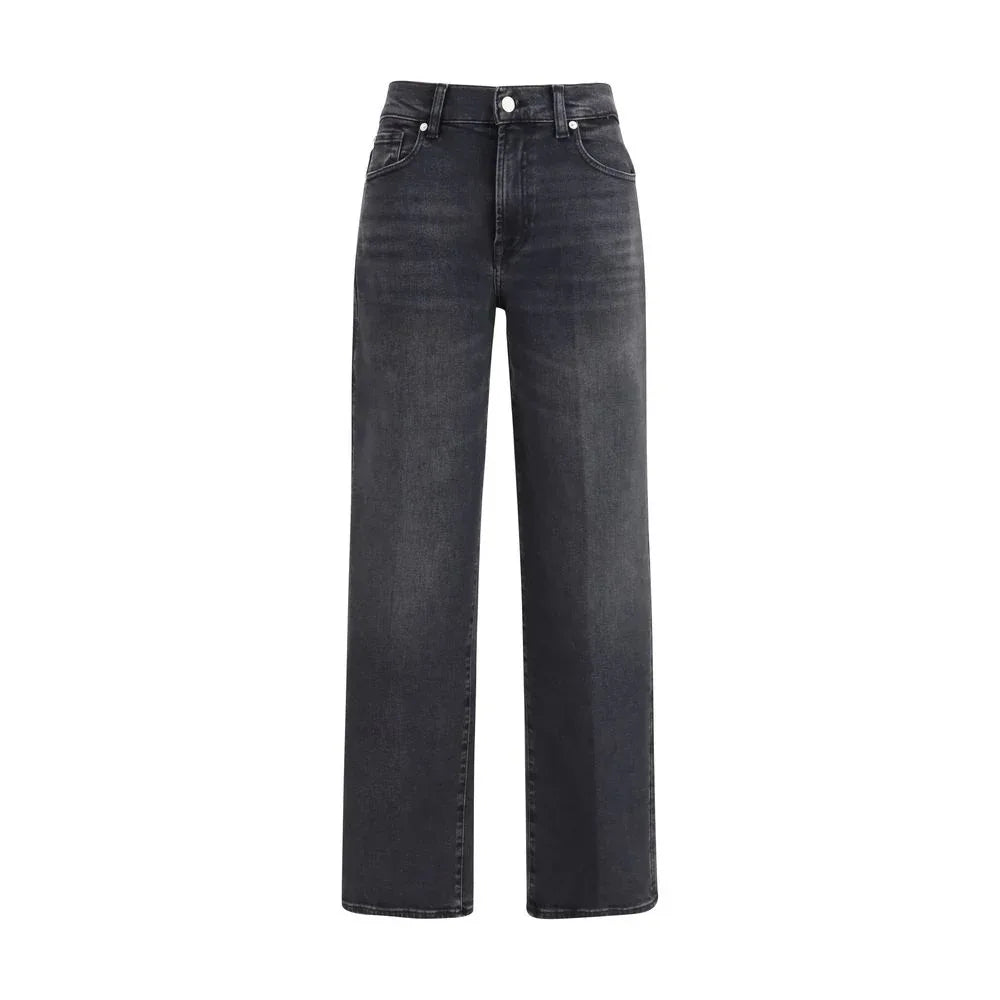 7FOR Black Cotton Straight-Leg Jeans - Zeiniez