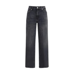 7FOR Black Cotton Straight-Leg Jeans - Zeiniez