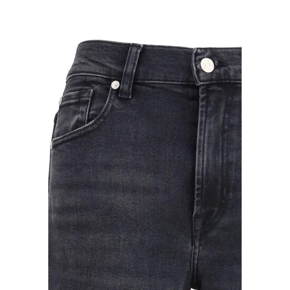 7FOR Black Cotton Straight-Leg Jeans - Zeiniez