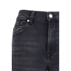 7FOR Black Cotton Straight-Leg Jeans - Zeiniez