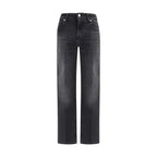 7FOR Black Cotton Straight-Leg Jeans - Zeiniez