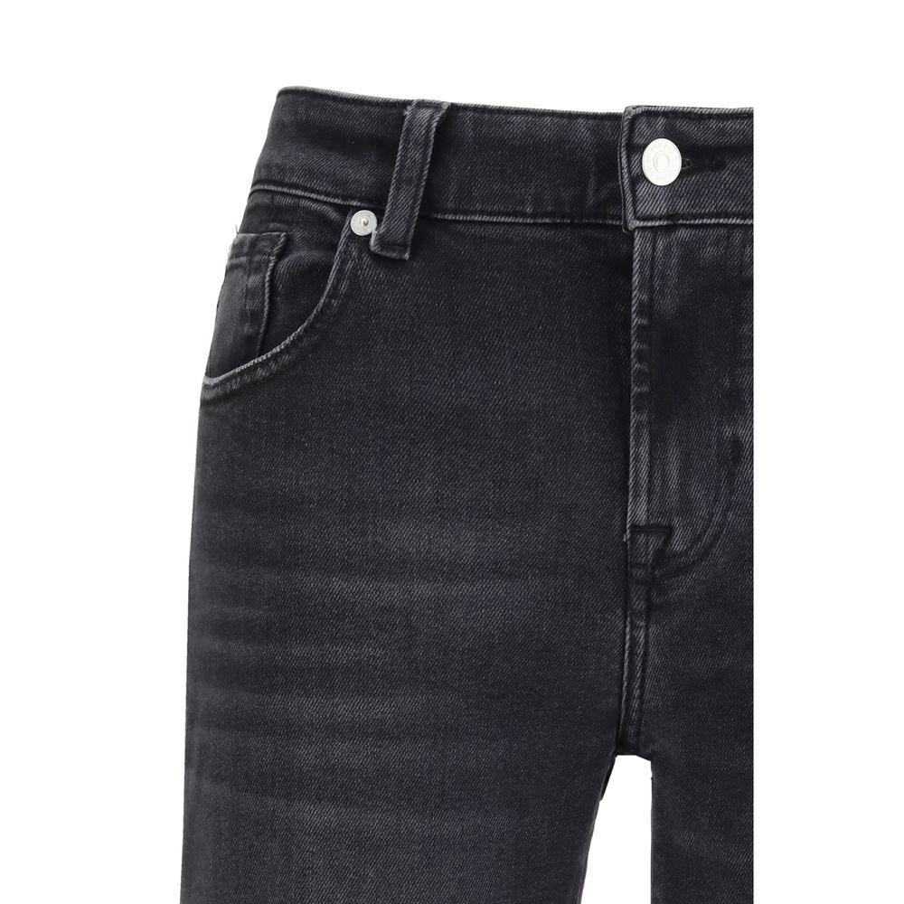 7FOR Black Cotton Straight-Leg Jeans - Zeiniez