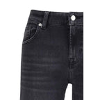 7FOR Black Cotton Straight-Leg Jeans - Zeiniez