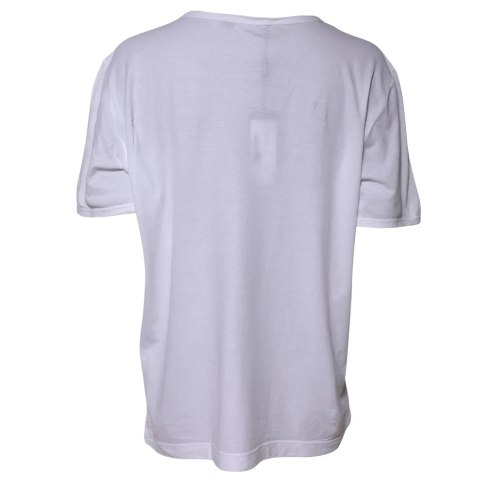 Dolce & Gabbana White Cotton Crew Neck Short Sleeves T-shirt - Zeiniez
