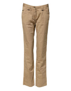 PLEIN SUD Beige Straight Cotton Stretch Chino Pants - Zeiniez