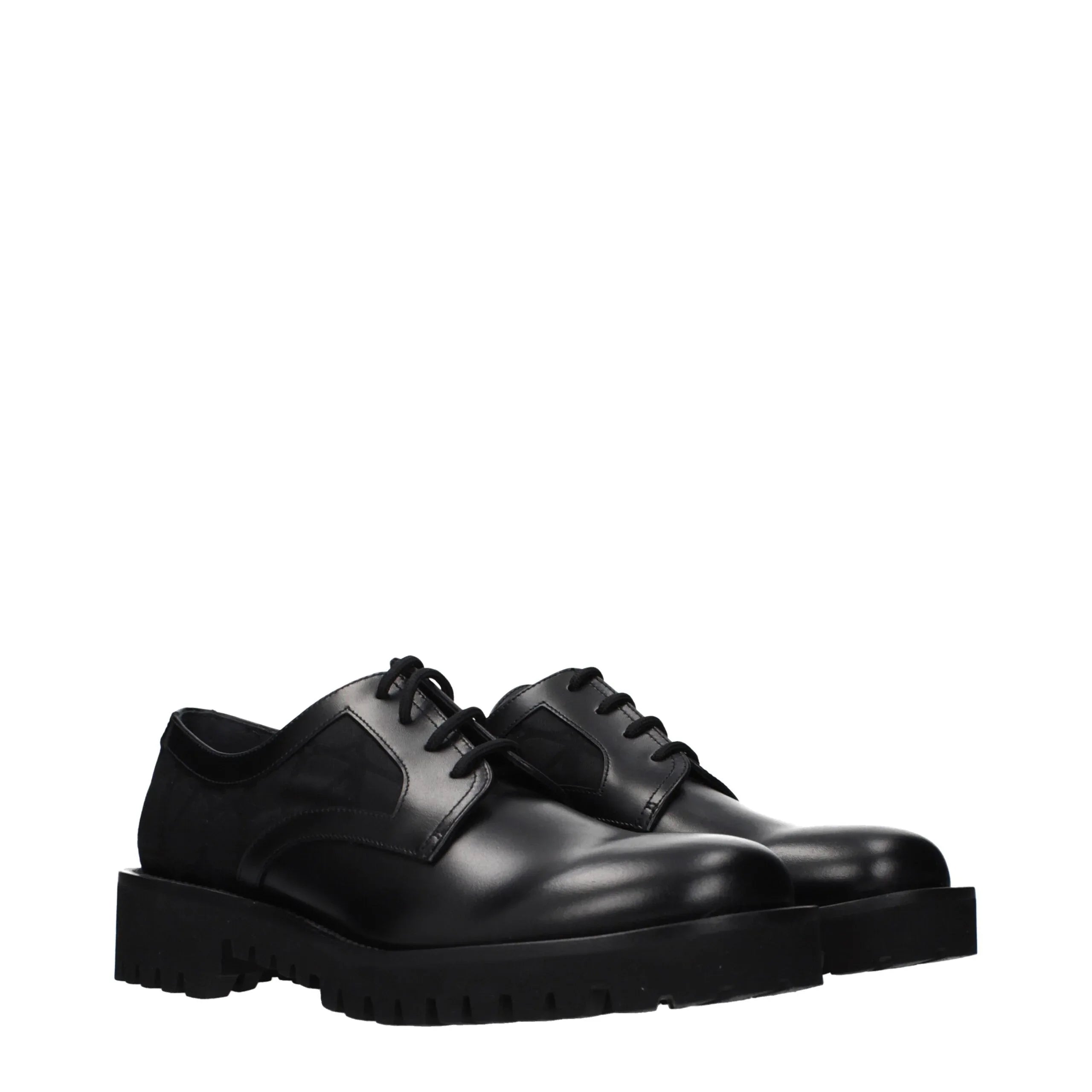 Valentino Garavani Black Leather Oxfords And Derbies - Zeiniez
