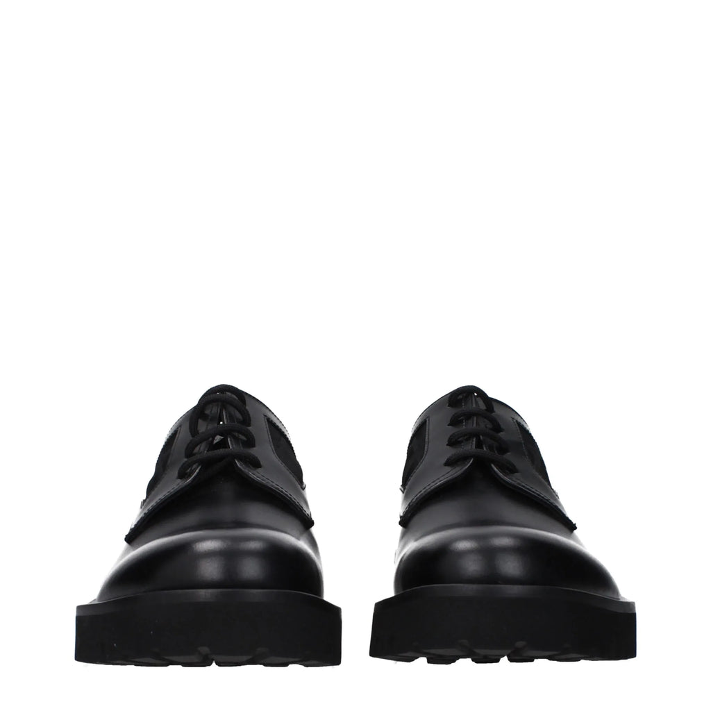 Valentino Garavani Black Leather Oxfords And Derbies - Zeiniez