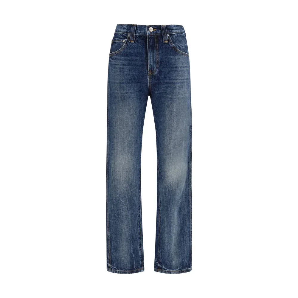 Khaite Blue Cotton High-Waisted Jean - Zeiniez
