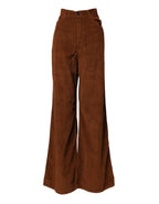 Jucca Brown Wide Leg High Waist Corduroy Denim Trouser Jeans - Zeiniez