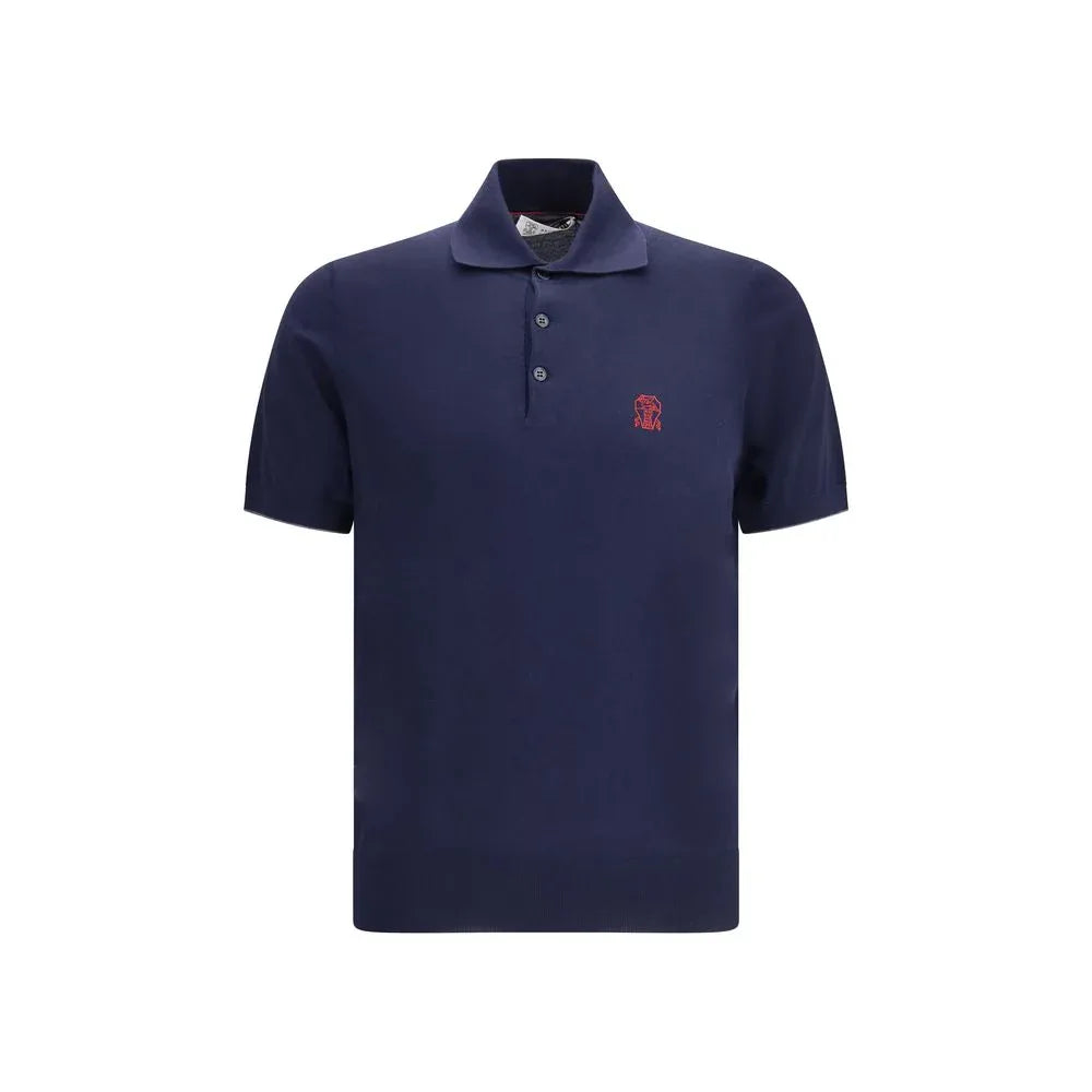 Brunello Cucinelli Blue Cotton Polo Shirt - Zeiniez