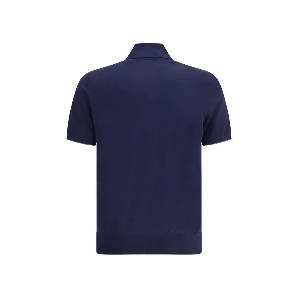 Brunello Cucinelli Blue Cotton Polo Shirt - Zeiniez
