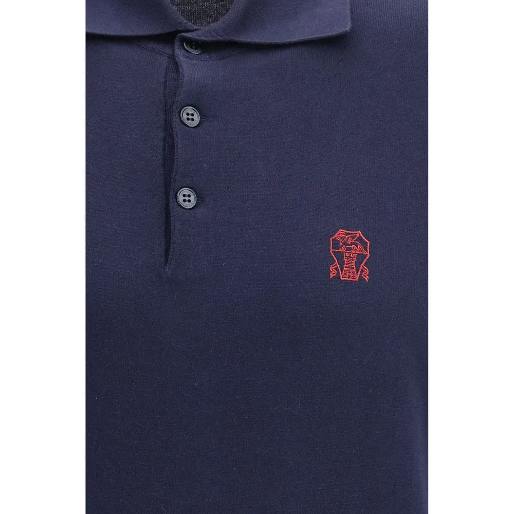 Brunello Cucinelli Blue Cotton Polo Shirt - Zeiniez