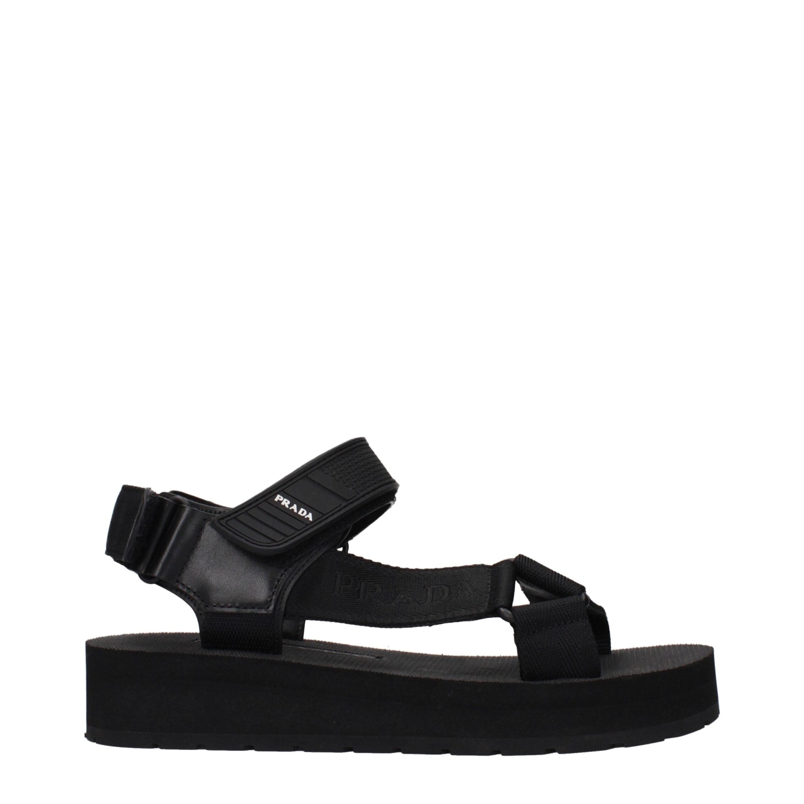 Prada Black Fabric Sandals