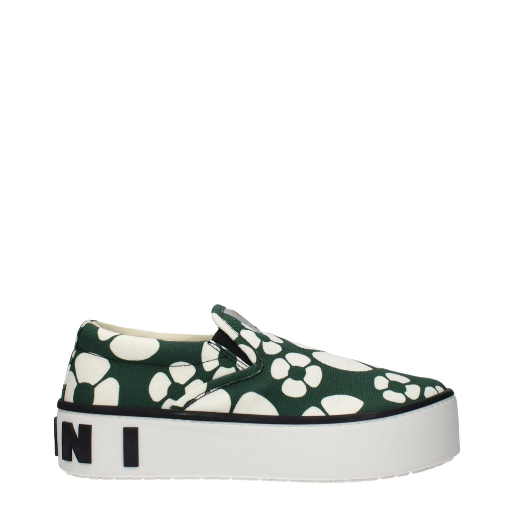 Marni Green Fabric Slip-On Loafers - Zeiniez