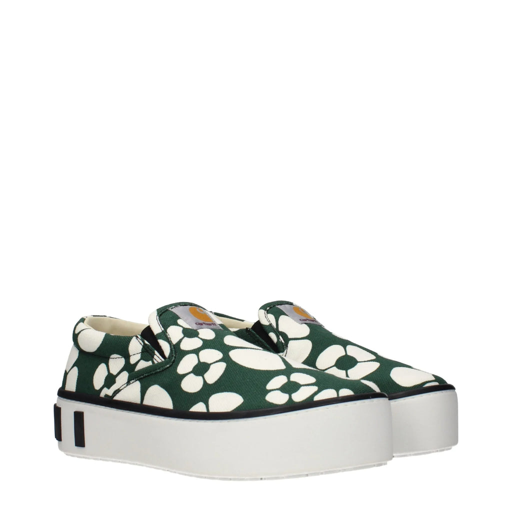 Marni Green Fabric Slip-On Loafers - Zeiniez