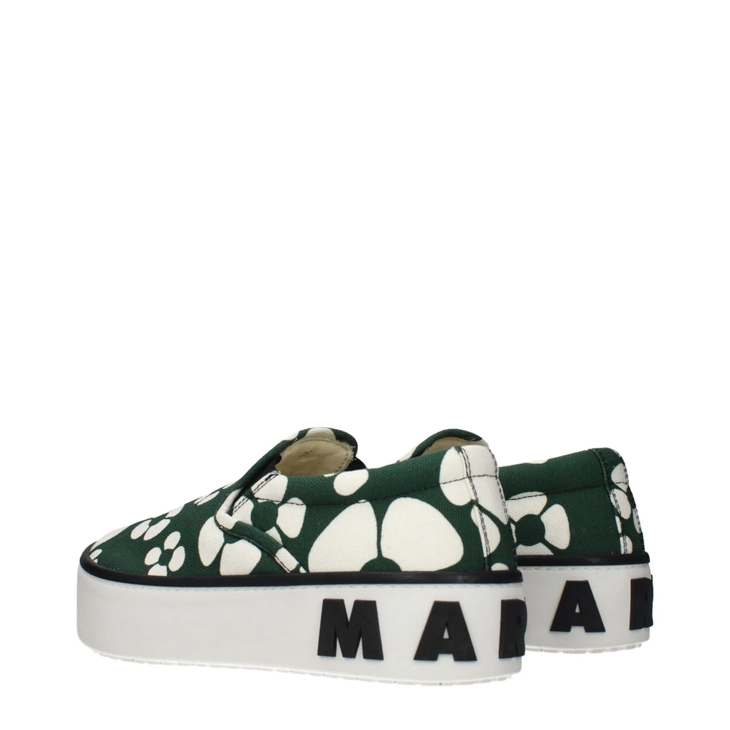 Marni Green Fabric Slip-On Loafers - Zeiniez