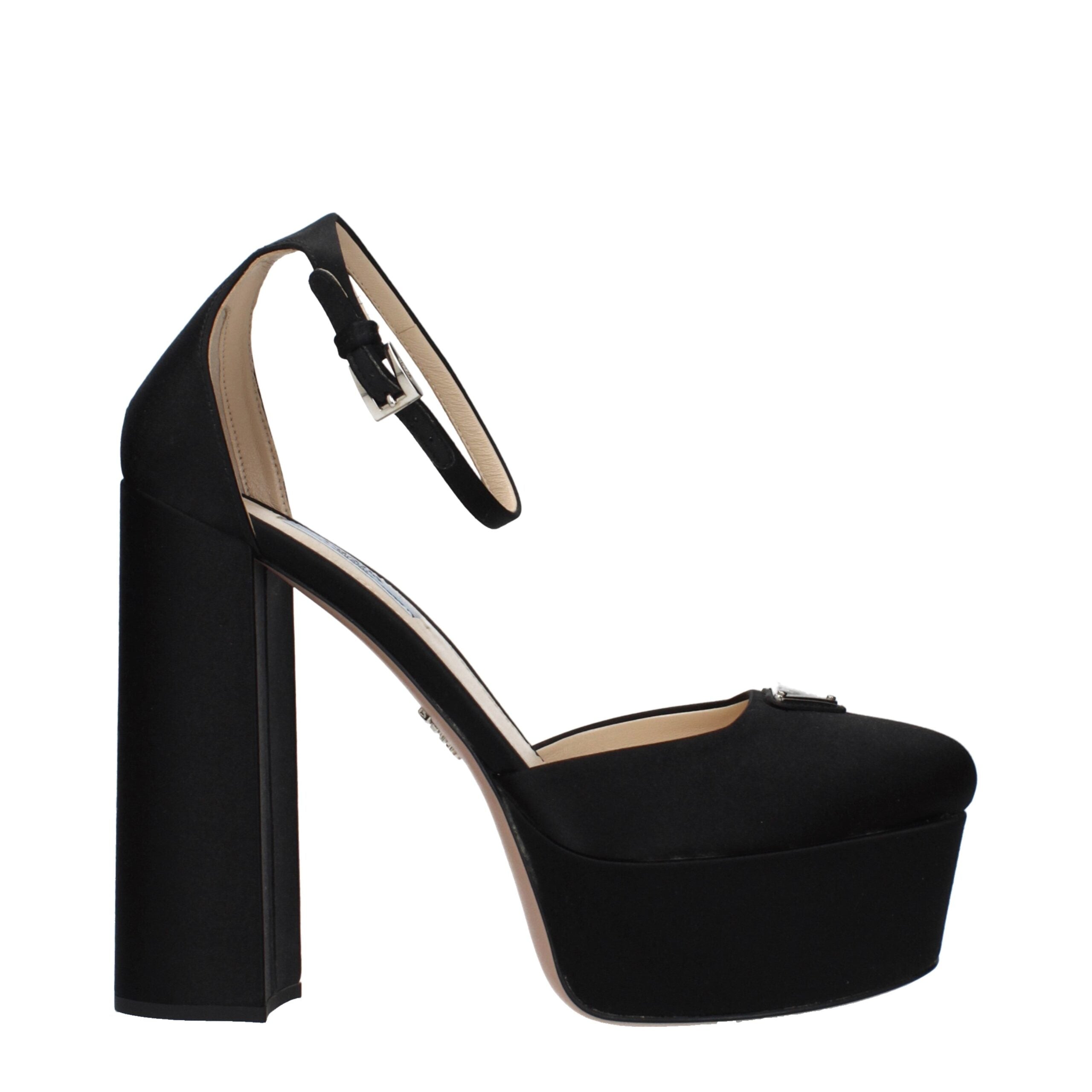 Prada Black Satin Platform Pumps