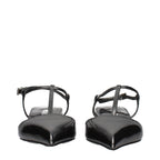 Prada Gray Leather Flat Sandals