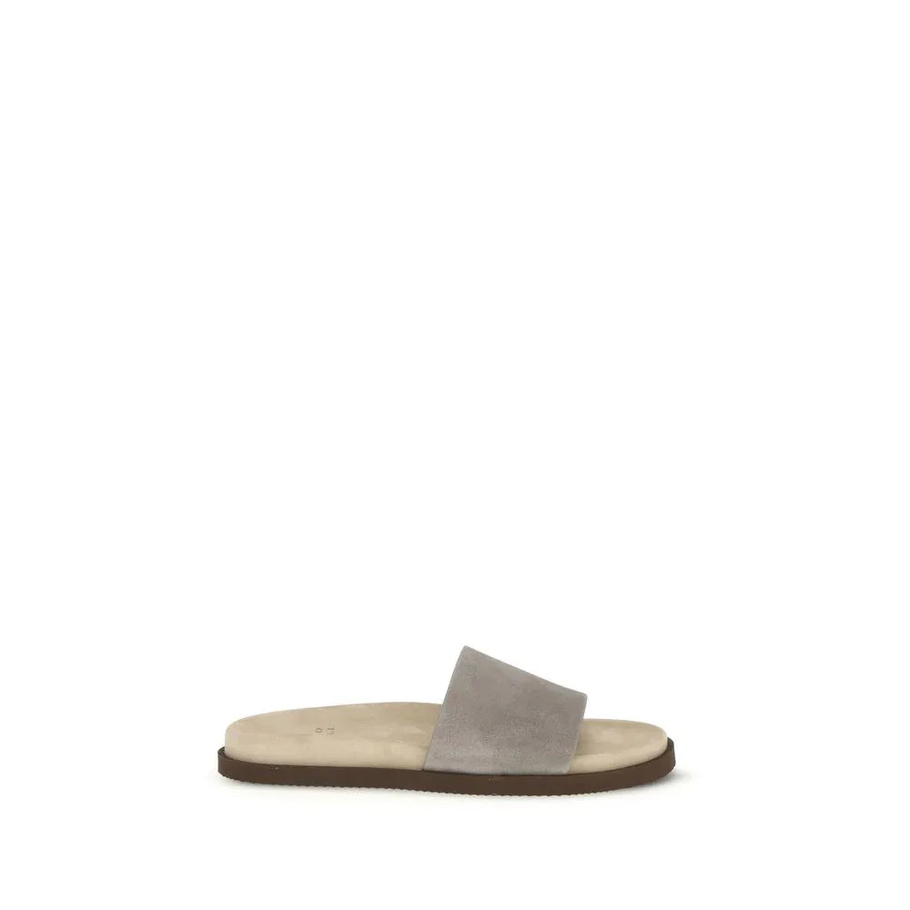 Brunello Cucinelli Gray Lamb Ovis Aries Aries Sandals - Zeiniez