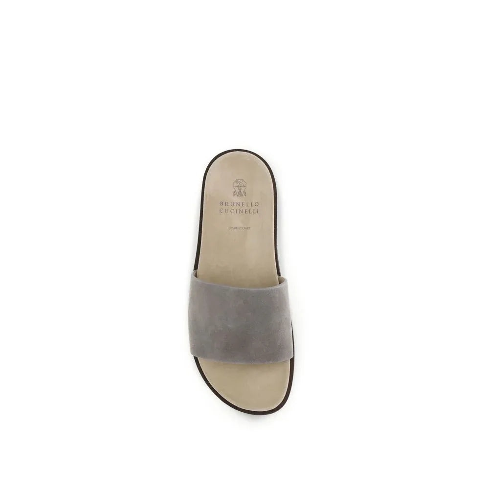 Brunello Cucinelli Gray Lamb Ovis Aries Aries Sandals - Zeiniez
