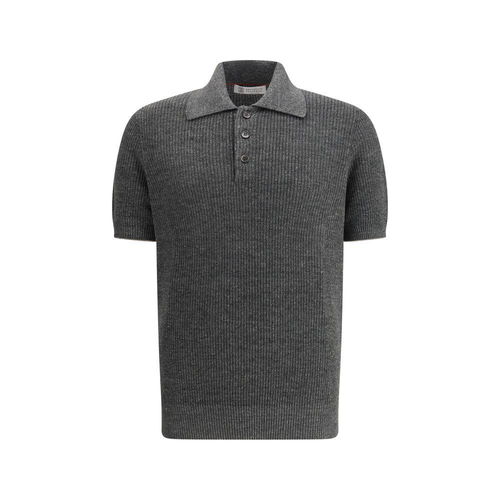 Brunello Cucinelli Gray Cotton Polo Shirt - Zeiniez