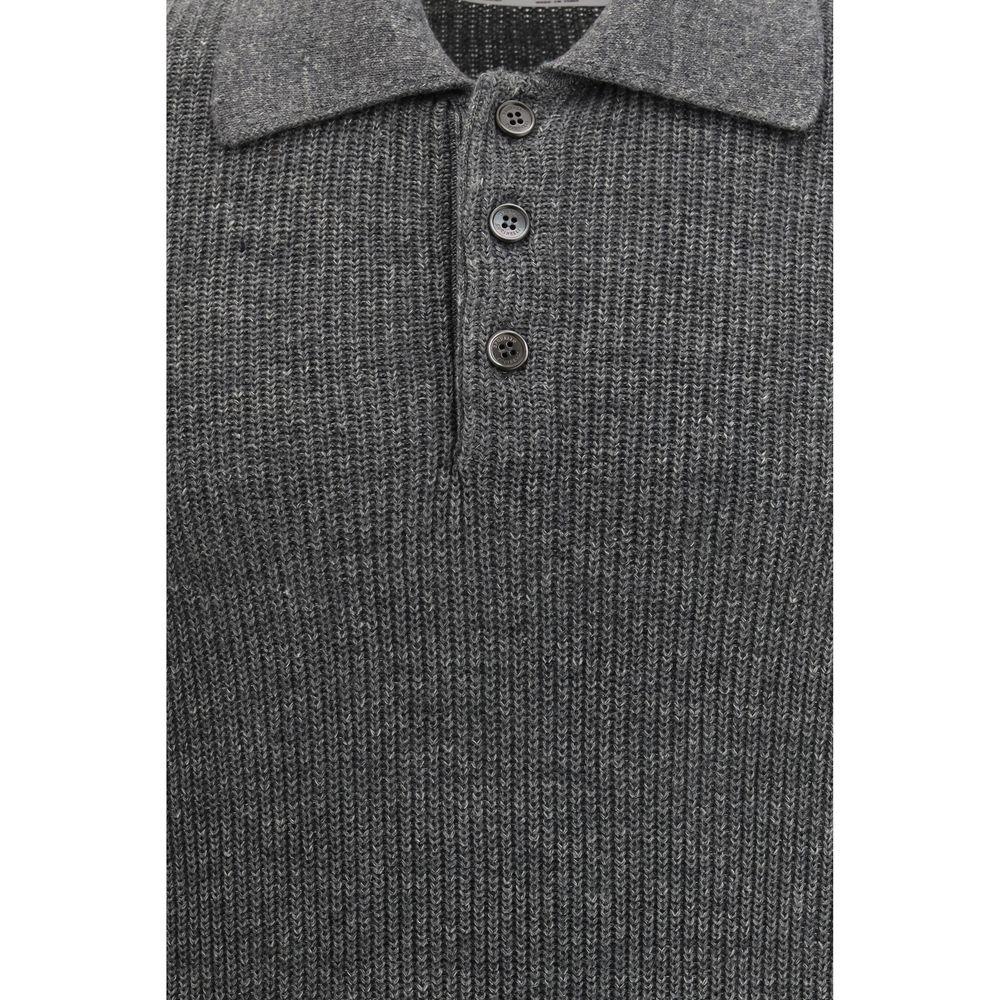 Brunello Cucinelli Gray Cotton Polo Shirt - Zeiniez