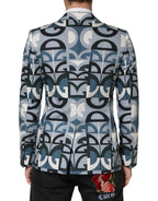 Dolce & Gabbana Blue Logo Monogram Single Breasted Blazer - Zeiniez