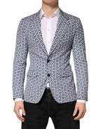 Dolce & Gabbana Blue Cotton Patterned Single Breasted Blazer