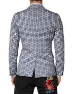 Dolce & Gabbana Blue Cotton Patterned Single Breasted Blazer - Zeiniez