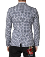 Dolce & Gabbana Blue Cotton Patterned Single Breasted Blazer