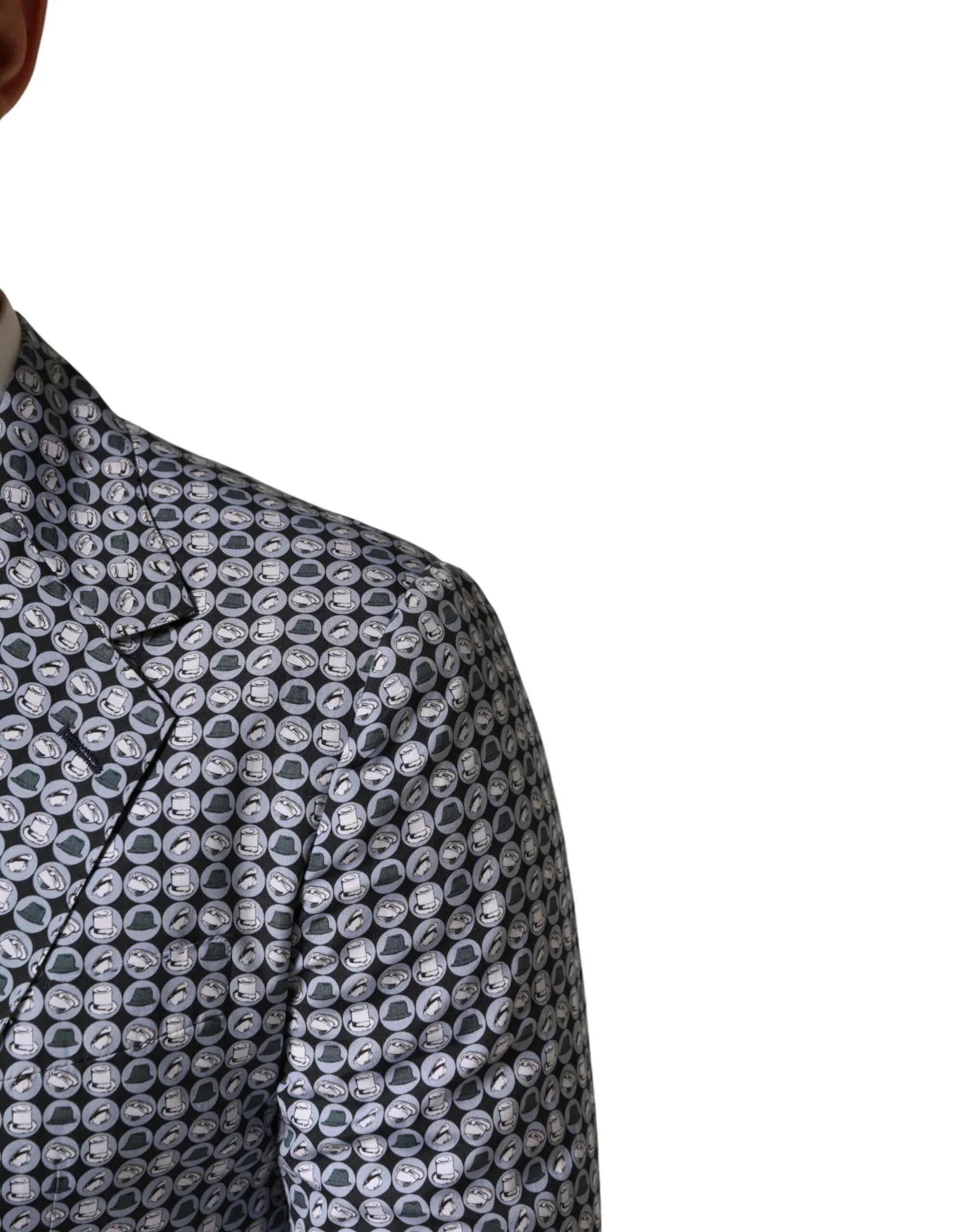 Dolce & Gabbana Blue Cotton Patterned Single Breasted Blazer - Zeiniez