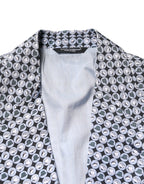 Dolce & Gabbana Blue Cotton Patterned Single Breasted Blazer