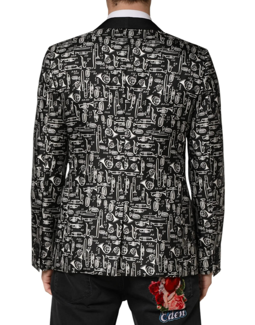 Dolce & Gabbana Black Jazz Club Silk Single Breasted Blazer - Zeiniez