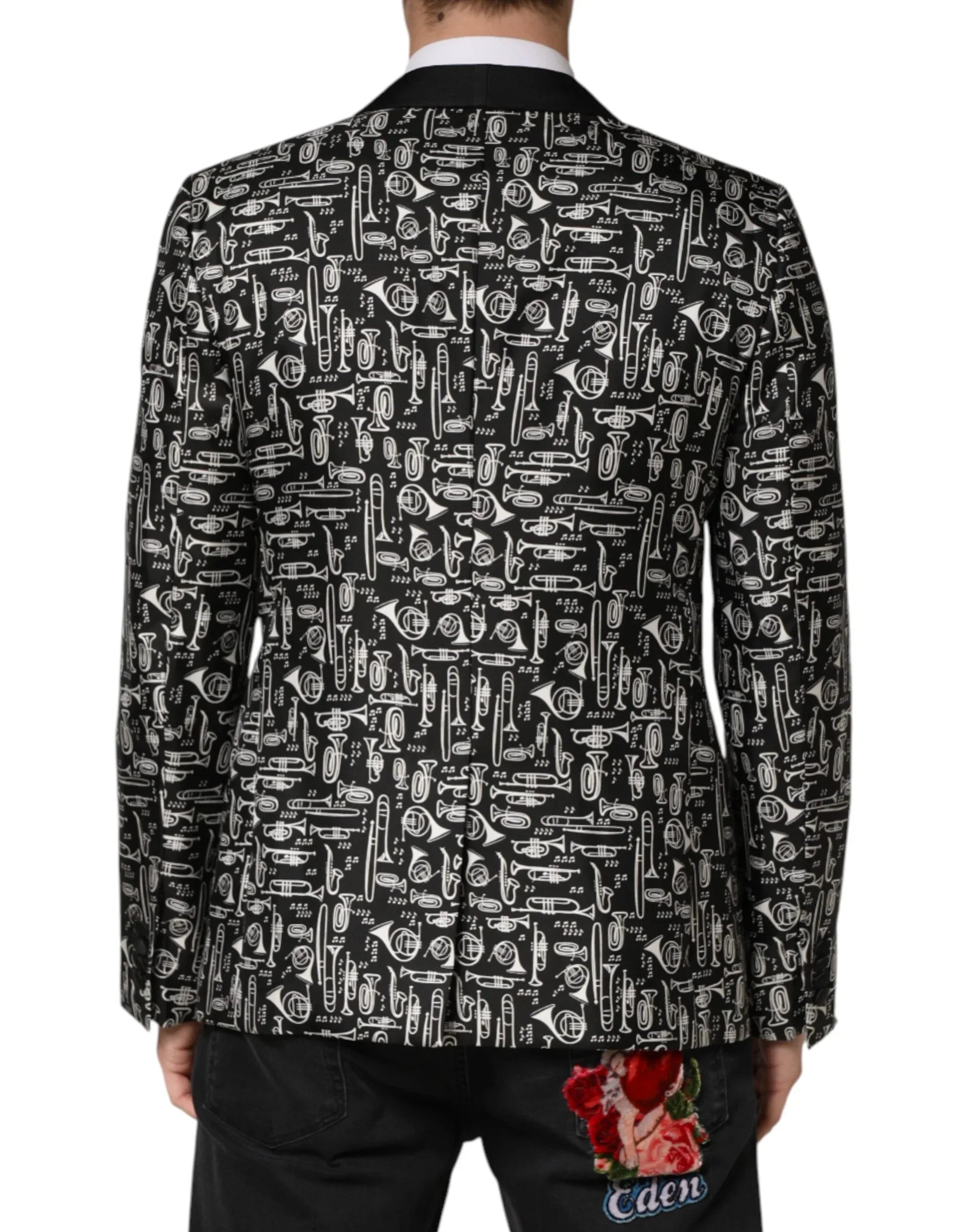 Dolce & Gabbana Black Jazz Club Silk Single Breasted Blazer - Zeiniez