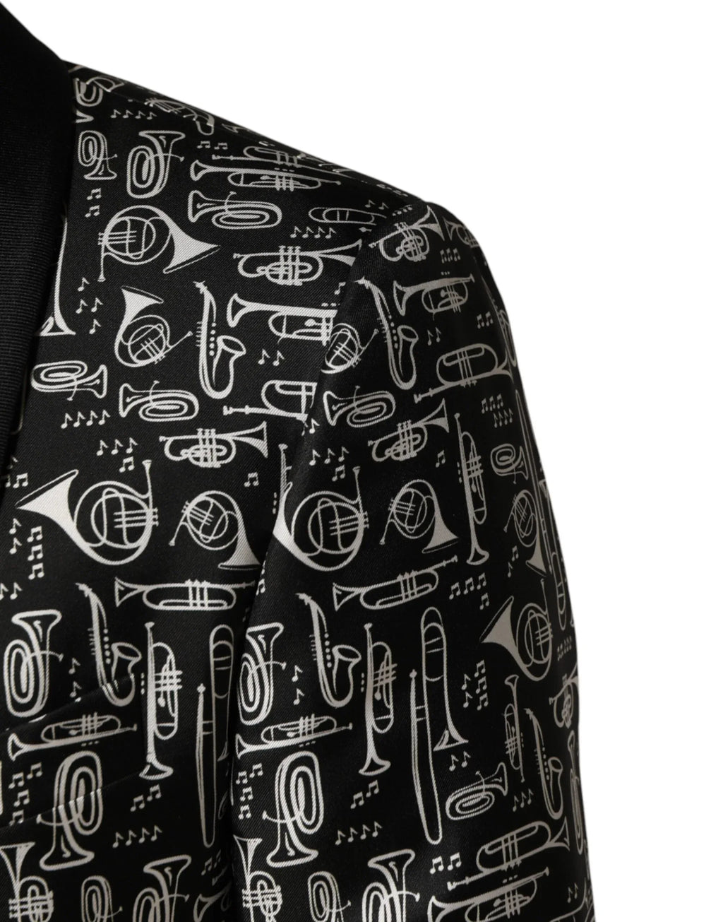 Dolce & Gabbana Black Jazz Club Silk Single Breasted Blazer - Zeiniez