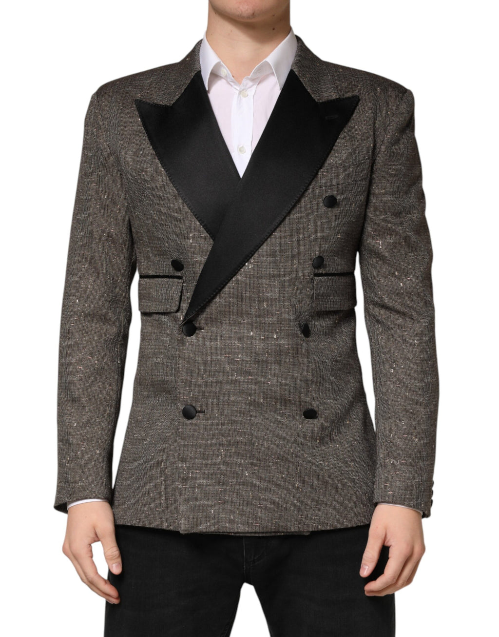 Dolce & Gabbana Gray Double Breasted 2 Button Jacket Blazer