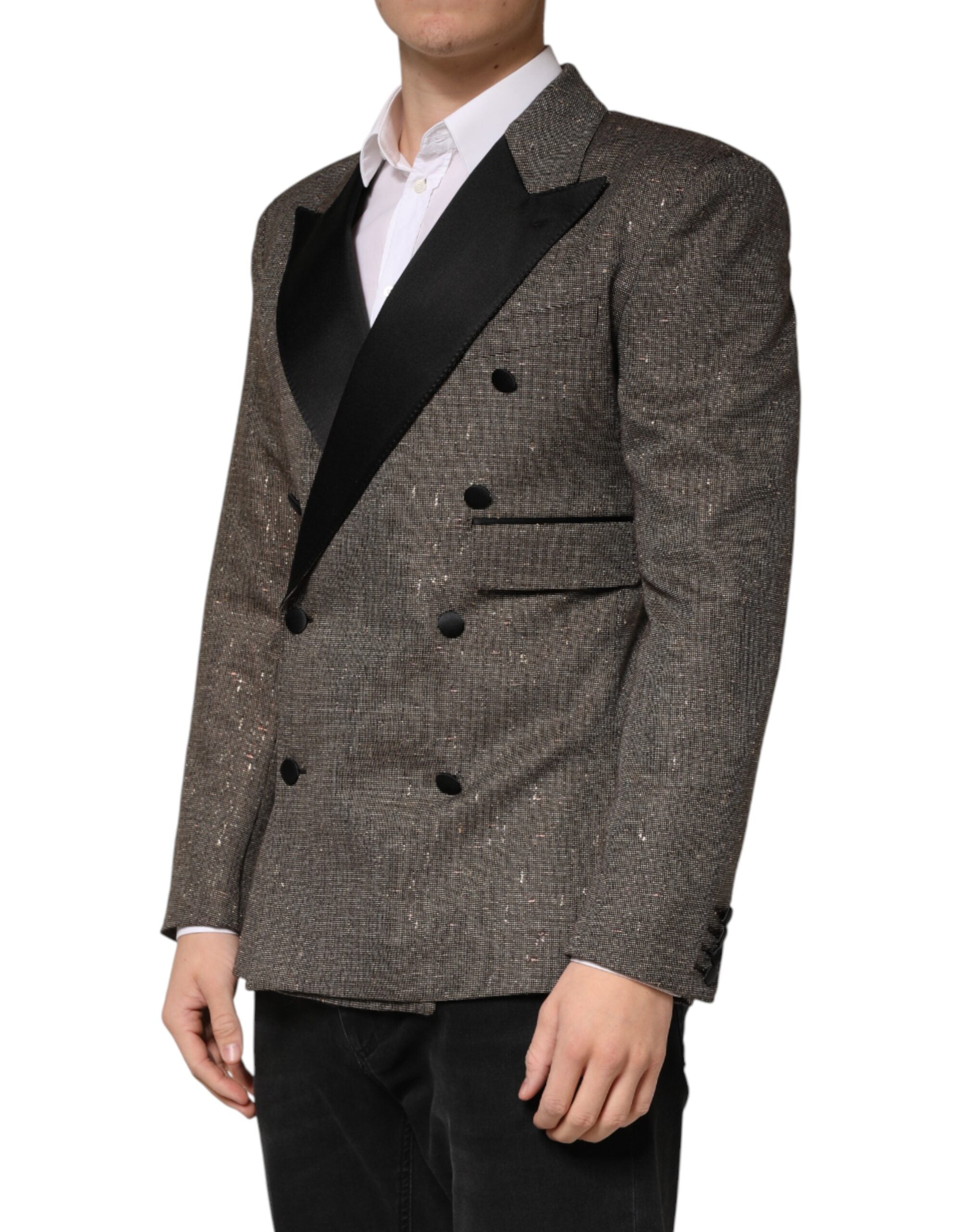Dolce & Gabbana Gray Double Breasted 2 Button Jacket Blazer