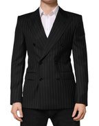 Dolce & Gabbana Black Stripes Double Breasted 2Button Blazer - Zeiniez