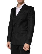 Dolce & Gabbana Black Stripes Double Breasted 2Button Blazer - Zeiniez