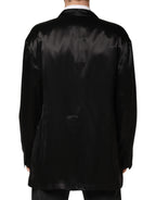 Dolce & Gabbana Black Silk Double Breasted 2 Button Blazer - Zeiniez