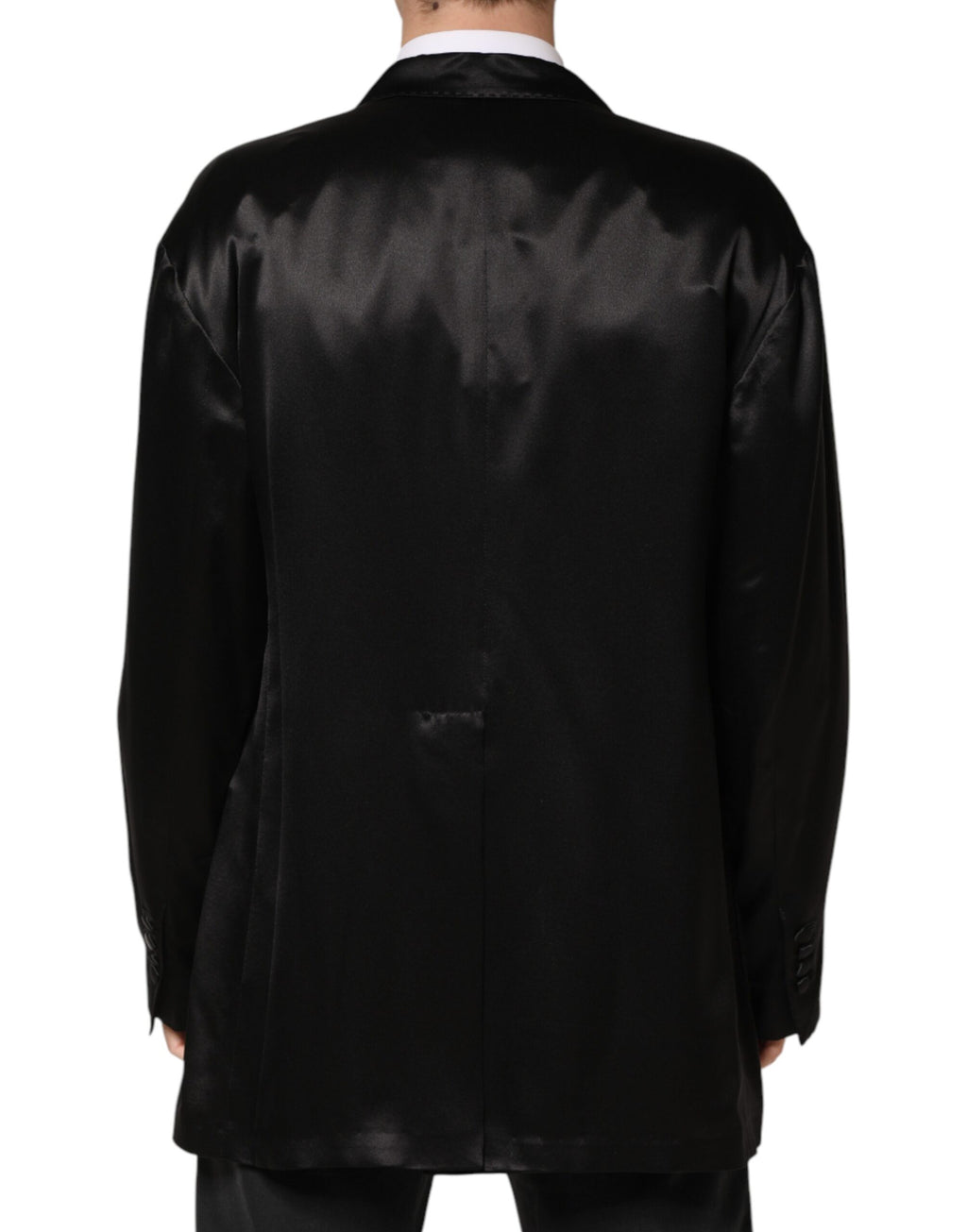 Dolce & Gabbana Black Silk Double Breasted 2 Button Blazer