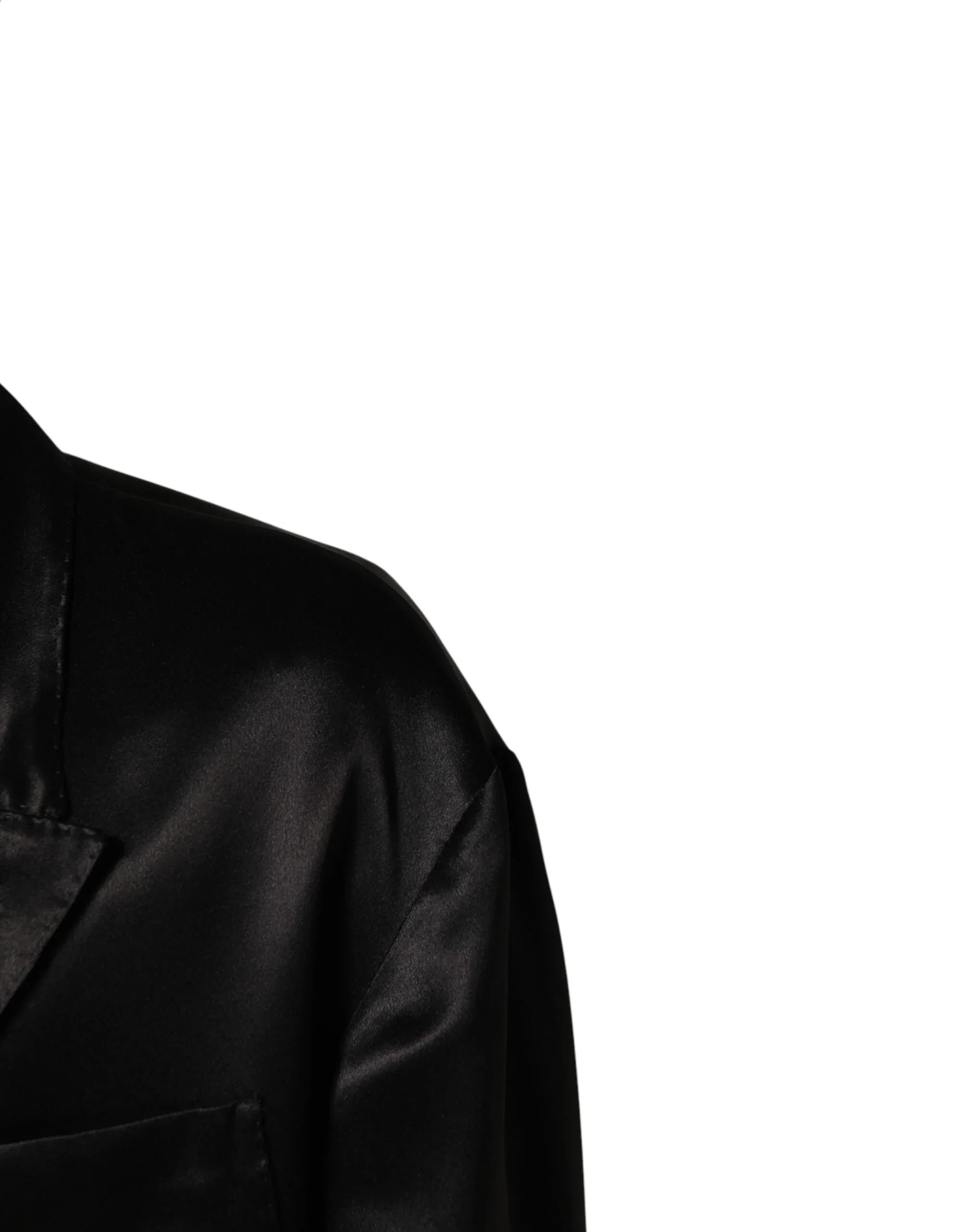 Dolce & Gabbana Black Silk Double Breasted 2 Button Blazer - Zeiniez