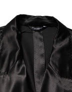 Dolce & Gabbana Black Silk Double Breasted 2 Button Blazer