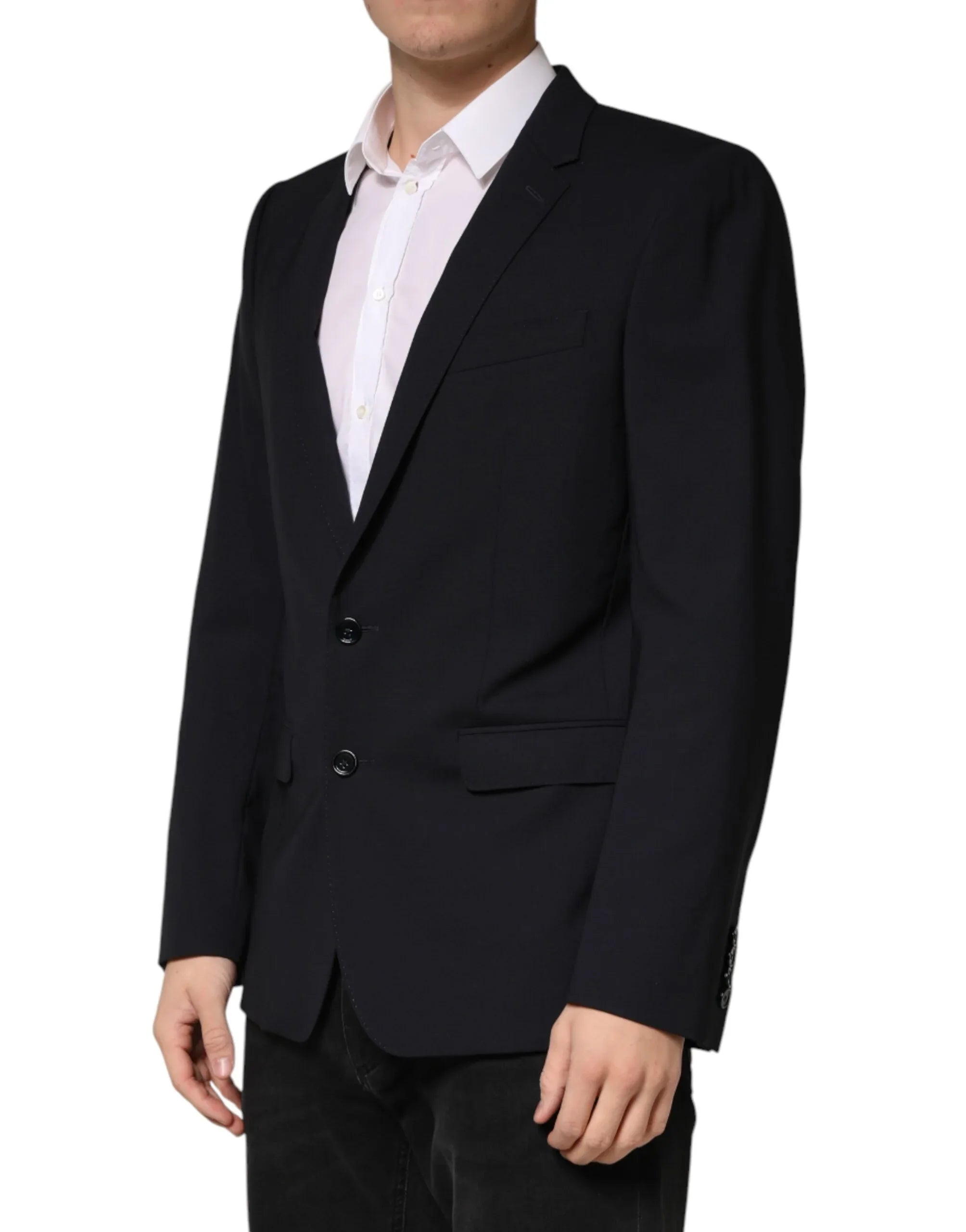 Dolce & Gabbana Black Wool Single Breasted 2 Button Blazer - Zeiniez