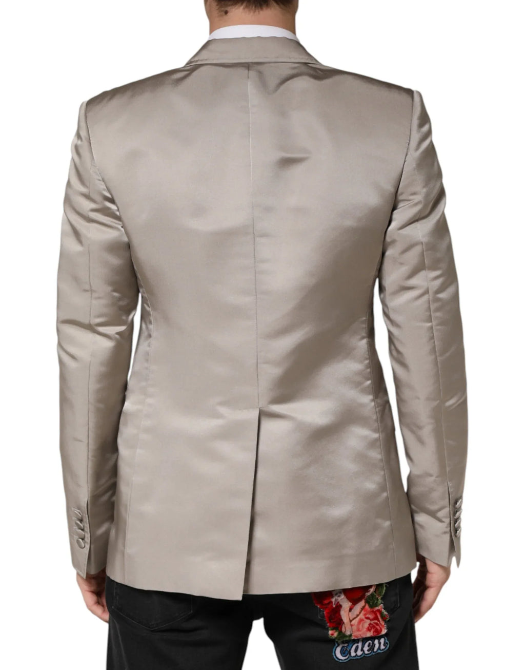 Dolce & Gabbana Beige Silk Single Breasted Jacket Men Blazer - Zeiniez